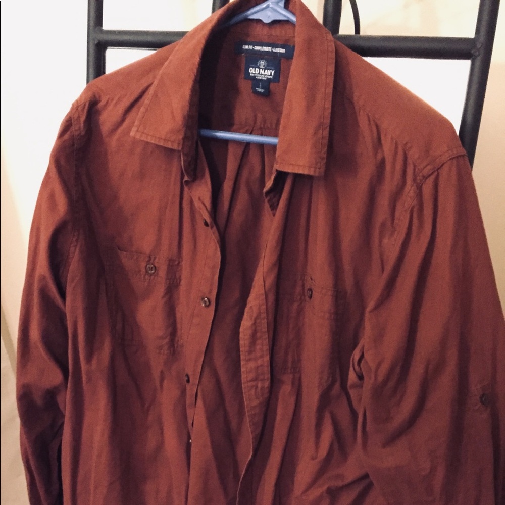 Rust red Old Navy button down casual shirt